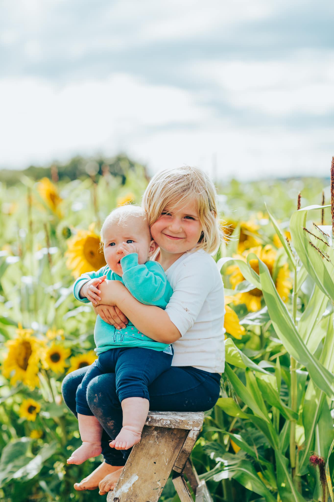 sisters in sunflowers